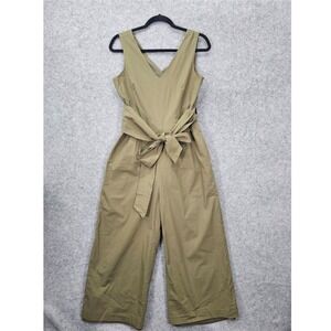 J‎ Crew Jumpsuit Women 6 S Olive Green Wrap Tie Poplin crop Wide Leg Utility Cut
